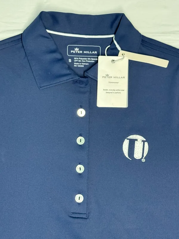New Peter Millar Women's Navy Blue Sun Protection Performance Golf Polo - Image 14