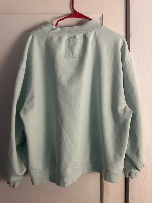 FANCY OVERSIZED TERRY GINGHAM MOCKNECK - ROBIN - Image 2