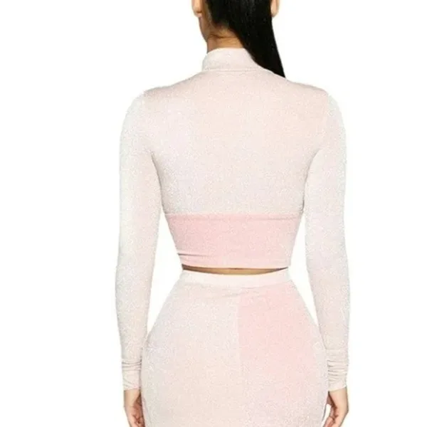 NWT Naked Wardrobe On the Glow‎ Long Sleeve Turtleneck Crop Top in Pink - Image 7