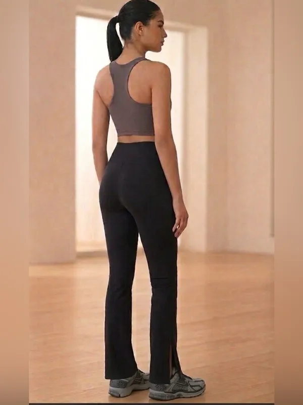 Danskin Black Women’s High-Waist Flare Jogger Track Pants with Side Slit Size M - Image 2
