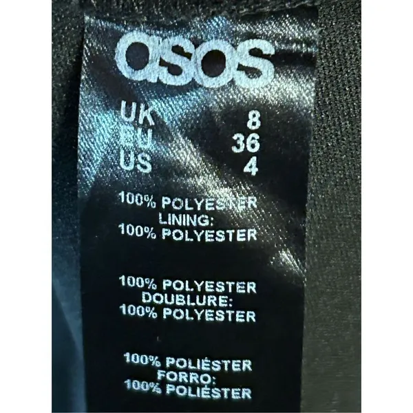 ASOS DESIGN sheer long sleeve dress in black size 4 (4865) - Image 4