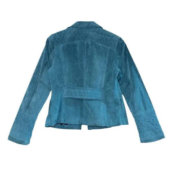 AMI Leather Jacket Women's Medium Teal Country Western‎ Suede Quilted Equestrian - Image 8