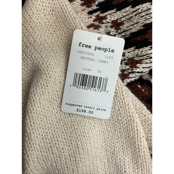 NWT $198 Free People Size XSmall Scotland Neutral Combo‎ Long Sleeve Mini Dress - Image 9