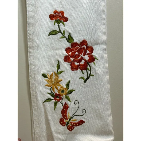 Reformation Jeans Pants Women 26 White Floral Embroidered Straight Leg New Denim - Image 13