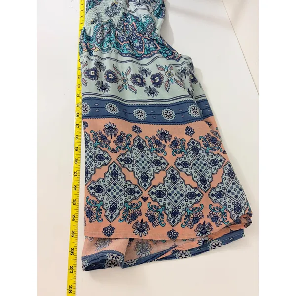 Roxy Dance to the Beat Sundress Womens S Paisley Crochet Blue Coral Pockets Boho - Image 8