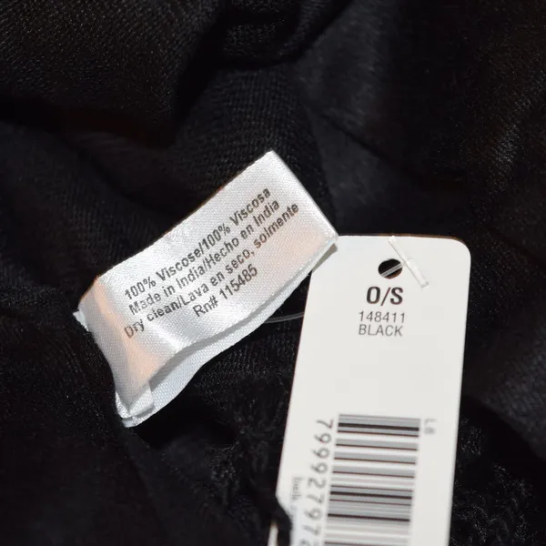 NWT New Directions Solid Black Shimmery Pashmina Scarf, Fringed - Image 5