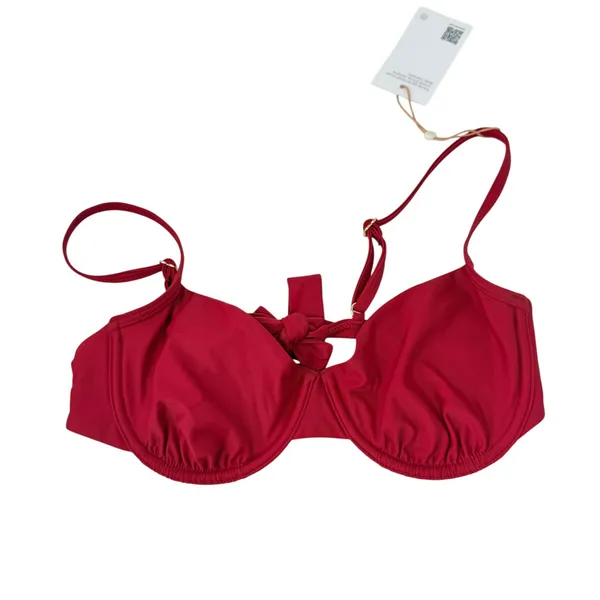 Quince Italian Demi Bikini Top Cherry Red NEW Womens Medium‎ - Image 3