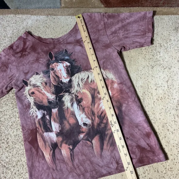The Mountain Horse Graphic T-Shirt Womens S Brown Tie Dye Western Cut Neck Tee‎ - Image 2