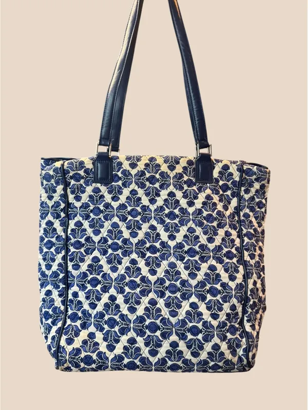 Vera Bradley Quilted Blue Floral Tote Bag - Image 3