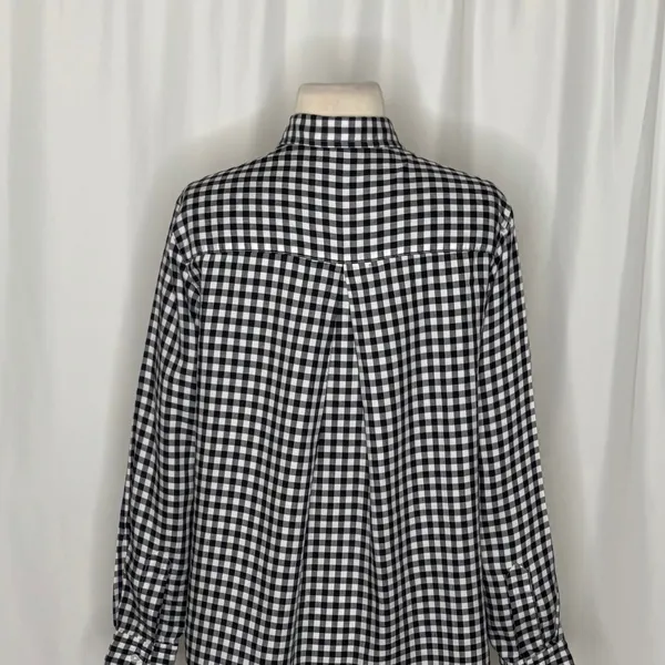 GRAYSON The Hero Black White Gingham Button Front Shirt Blouse Size 02 Small - Image 9