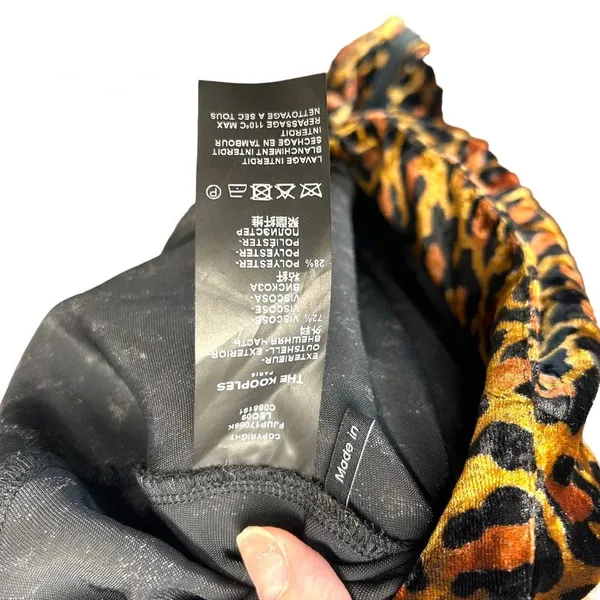 The Kooples Fire Brown Velvet Skirt Leopard Print Front Zipper Size 2 Medium‎ - Image 10