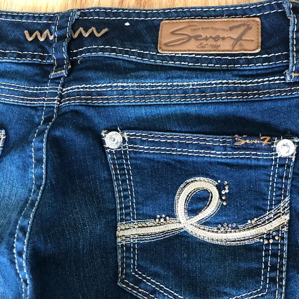 SEVEN 7 Low Rise Medium Wash Distressed Blue Denim Skinny Jeans Women's Size 28 - Image 7