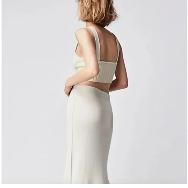 Free People cream knit Golden Hour Midi‎ Skirt size large NWT - Image 3
