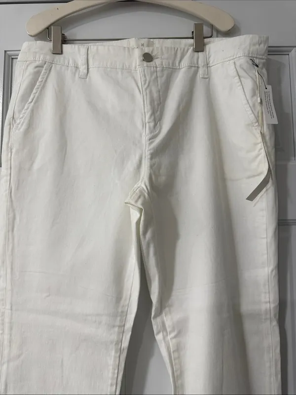 Caslon Cotton Chino Cropped Pants Pockets Straight White Stretch Women Size 12 - Image 2