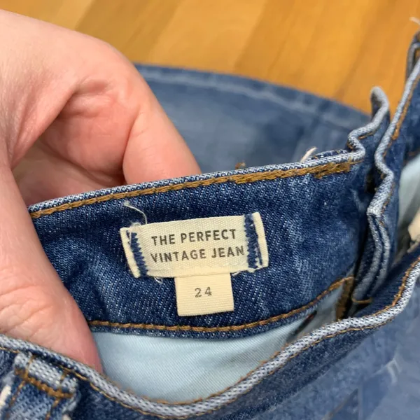 Madewell The‎ Perfect Vintage Jean High Rise Raw Hem Medium Wash Blue Size 24 - Image 7