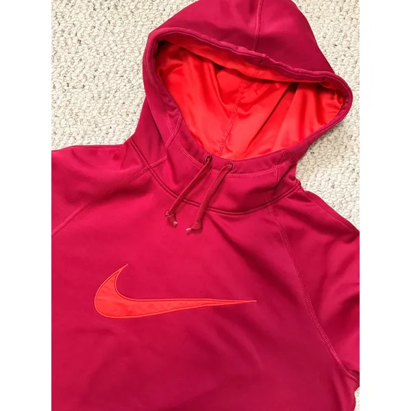 Nike Therma Dri-FIT Hoodie Red Training Pullover Thumb Holes Athletic M - Image 5