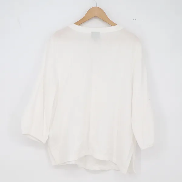 JM Collection Top Womens L Peasant Lace Up White Gauze 3/4 Sleeve Good - Image 6