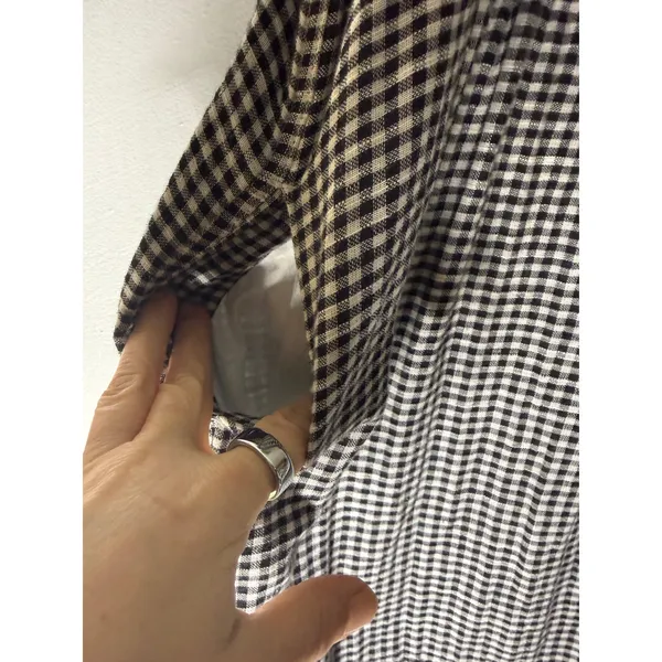 Dylan cotton short sleeve black white gingham check mini dress pockets‎ XS - Image 4