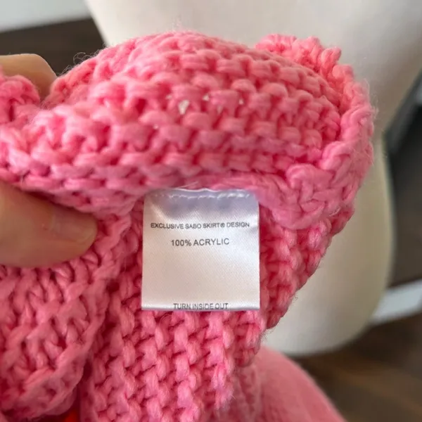 Sabo Skirt Bubblegum Pink Knit Short Puff Sleeve Sweater - Image 3