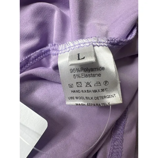 Womens Lg Lavender Ruched Cowl Neck Maxi Gown Sleeveless Purple Sexy Long Dress - Image 9