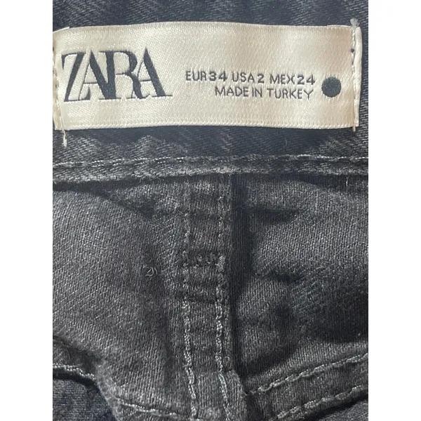 Zara Women's Black Beaded Rhinestone High Waist Wide Leg Denim Mom Jeans Size 2 - Image 5