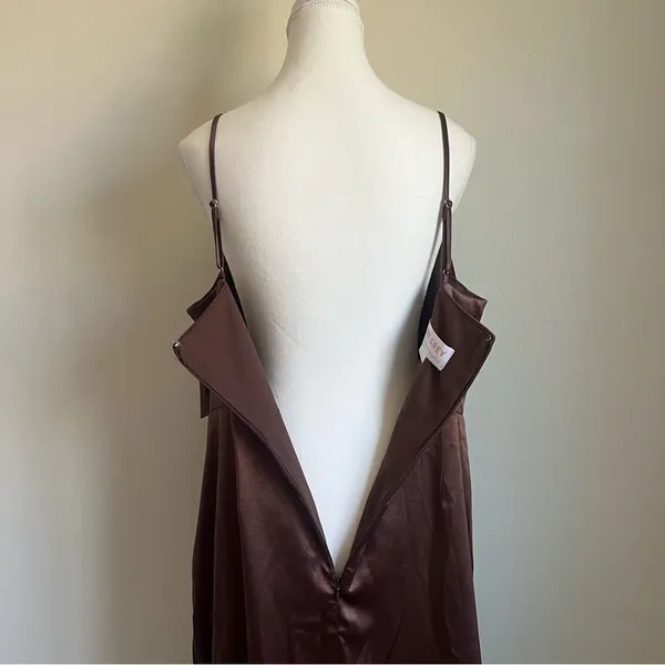 Birdy Grey Lydia Shiny Satin Chocolate Brown Maxi Dress NEW Size XXL Bridesmaid - Image 10