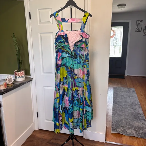 Anthropologie Sunny Midi Maxi Dress Silk Blend Women's Size XS Colorful Tropical - Image 5