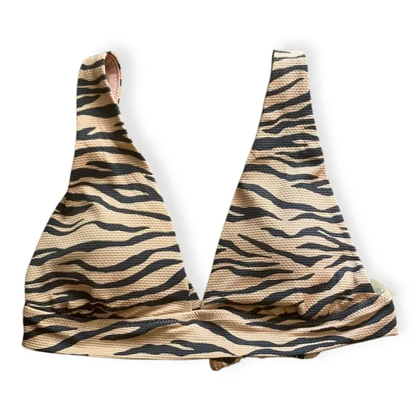 Aerie Womens Brown Tiger Striped Triangle Pique Bikini Swim Top - Image 4