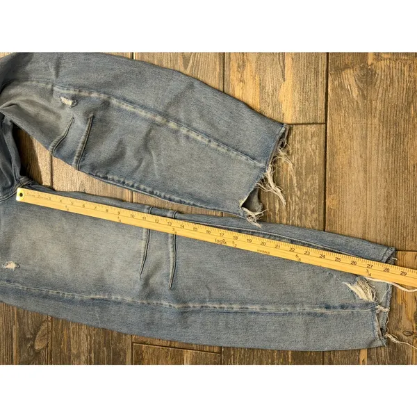 BKE Billie Slim Fit High Rise Horseshoe Barrel Jeans Light Wash Distressed 22x28 - Image 7