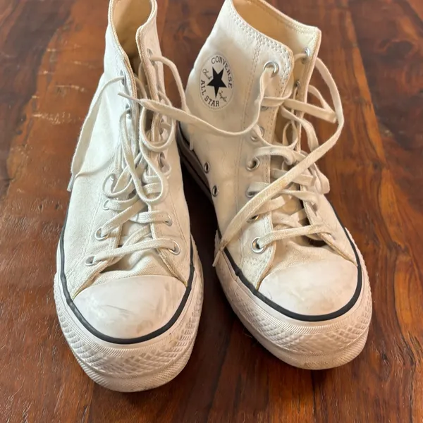 Converse Chuck Taylor All Star Platform High Top White Canvas Sneakers - Image 4