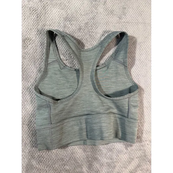 Nike Sz Small Green Heather Racerback Sports Bra Swoosh Stretch Workout Unpadded - Image 4