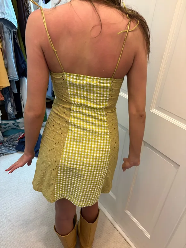 Urban outfitters green gingham tie shoulder mini dress - Image 3
