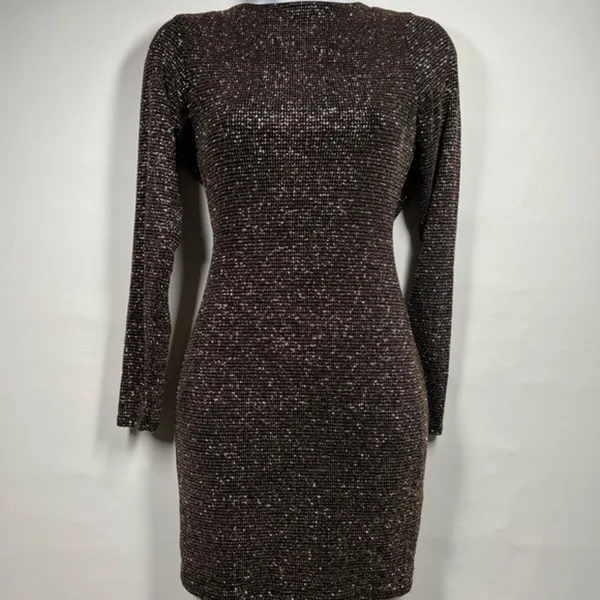 Crystal sky Glitter Mini dress Gold Size XS - Image 2