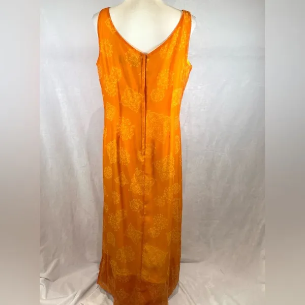 JH collectibles orange printed chiffon overlay maxi dress size 14 - Image 3