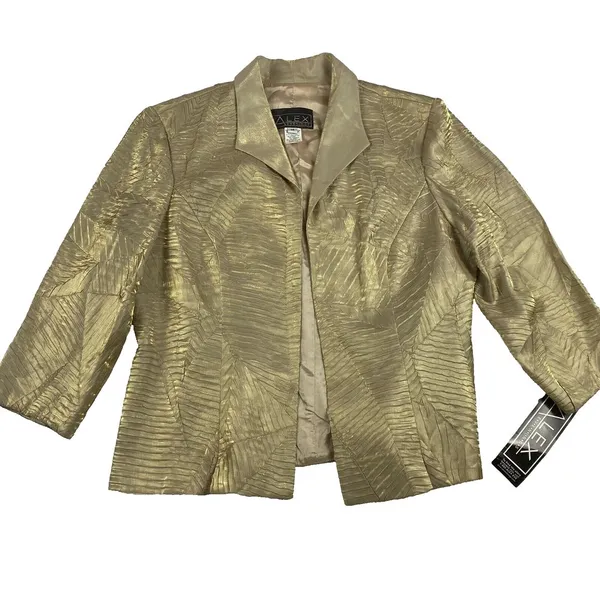 Alex Evenings Women‎ Size 14 (Med) Gold Shimmer Iridescent Dress Jacket Set NWT - Image 3