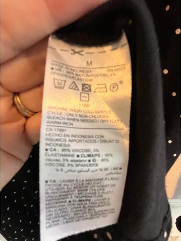 Old Navy Black & White Polka Dot Long Sleeve Swing Dress M - Image 7