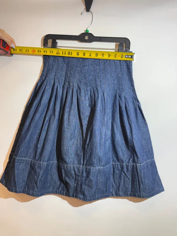 NWT Free People We The Free Peyton Pintuck A-Line Denim Midi Skirt Size 4 - Image 3