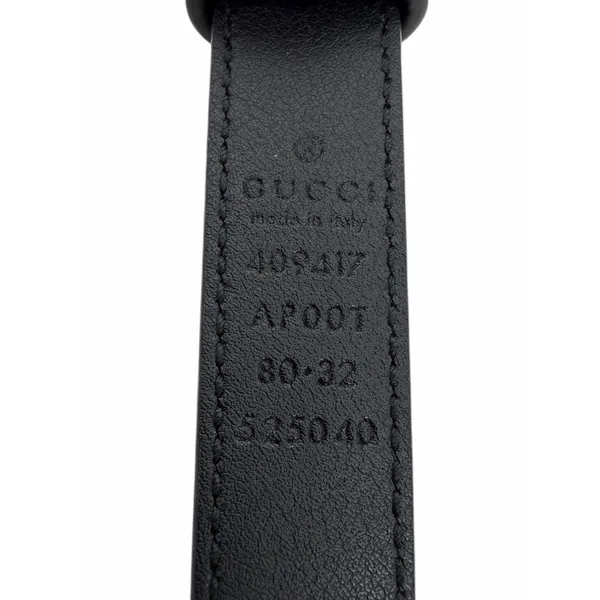 Gucci GG Logo Buckle Marmont Thin Belt Black Smooth Leather Size 80cm/32" - Image 10