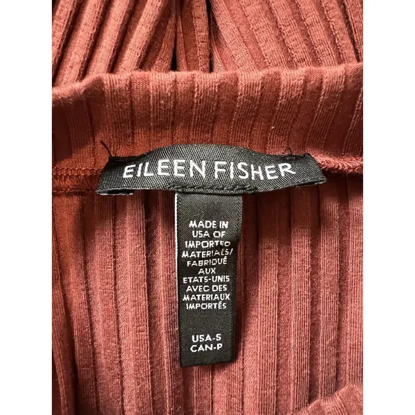 Eileen Fisher Rib‎ Knit Stretch Tunic Top Rust Brown Minimalist Quiet Luxury - Image 4