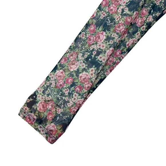 AFRM‎ Floral Print Maxi Dress Long Sleeve Wrap Medium Boho Sheer Wedding Guest - Image 4