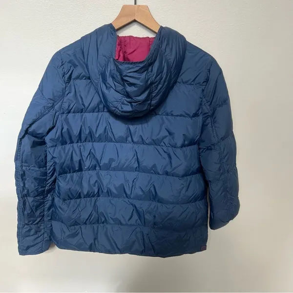Fat Face Lightweight Puffer Coat Down Jacket Navy Burgundy Size Medium - Image 3
