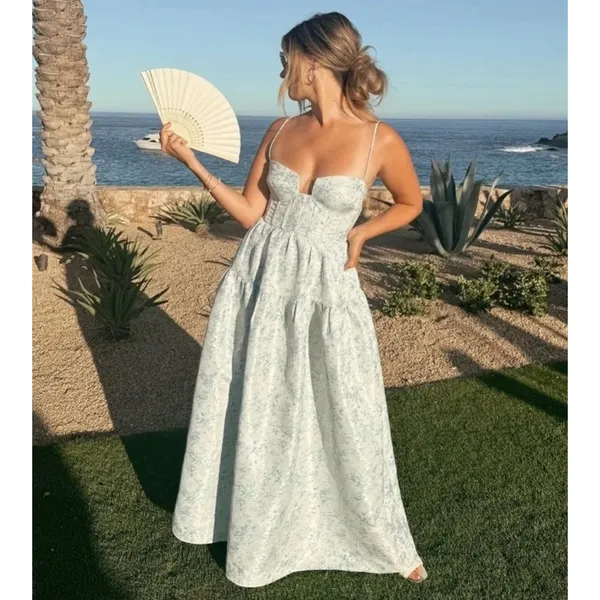 MAISON AMORY The Windsor Maxi Dress in Light Blue Size Medium - Image 5