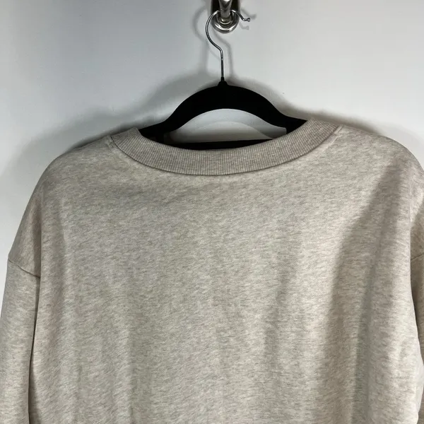 Zella Oatmeal Heather Cotton Casual Athletic‎ Sweater Zip Sides Women’s Size L - Image 9