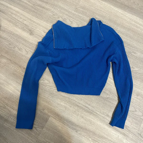 Cotton On Blue cropped quarter zip up sweater - Image 2