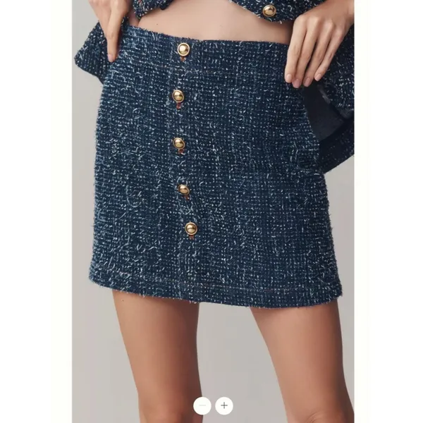 Anthropologie Maeve Maeve Needle Punched Denim Mini Skirt - Image 4