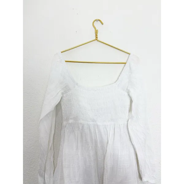 Revolve L*SPACE Winslet Dress Size Large Ivory Smocked Long Sleeve Boho - Image 12