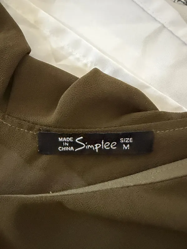 Simple Olive Green Maxi Dress with Tie Waist - Image 2