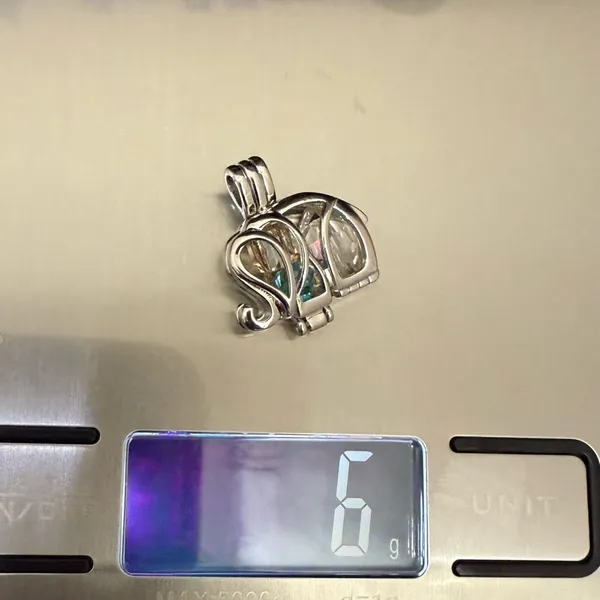 925 Sterling Silver Cage Elephant Pendant with Beads 6g. - Image 11