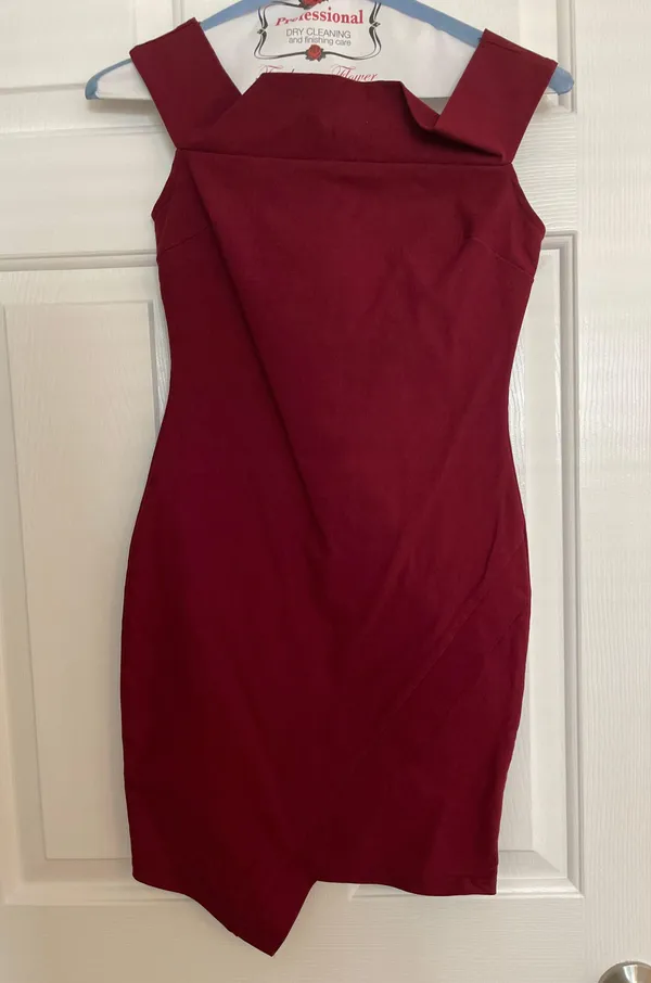 Maroon Bodycon Dress Red - Image 2