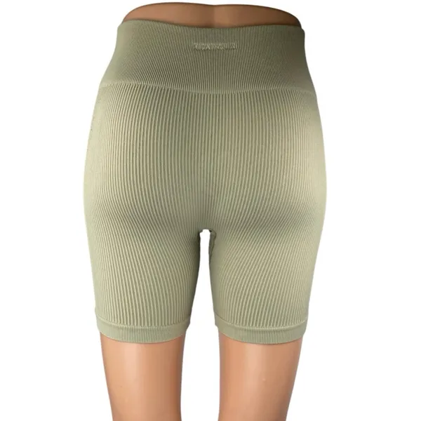Adanola Women's Olive Green Rib Knit Mid Rise Activewear Yoga Gym Biker Shorts S - Image 3